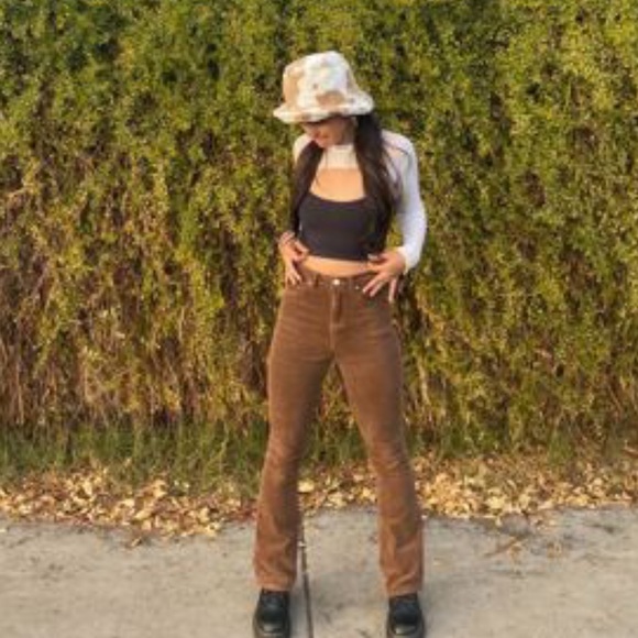 Brown Corduroy Pants High Rise Flare - Picture 6 of 6